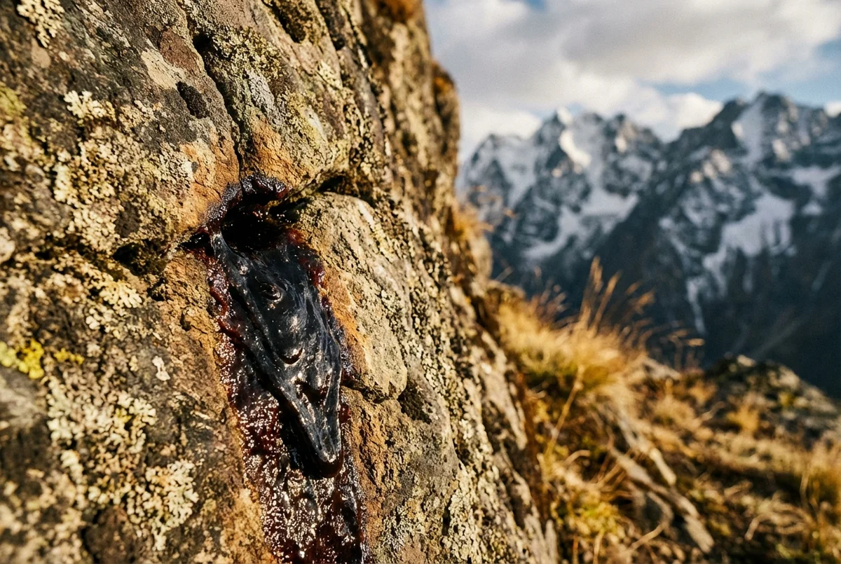 Shilajit resin in natural form — Himalayan source
